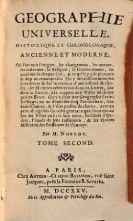 Geographie universelle, historique & chronologique, ancienne & moderne ..., 2.