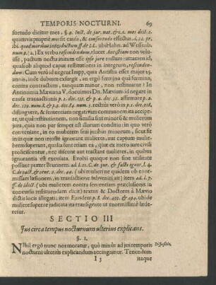 Sectio III. Jus circa tempus nocturnum ulterius explicans.