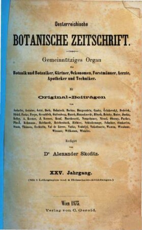 Österreichische botanische Zeitschrift, 25. 1875