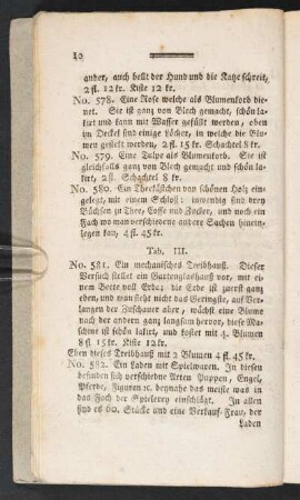 Tab. III. [Beschreibung] No. 581.-601.