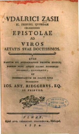 Epistolae ad viros aetatis suae doctissimos