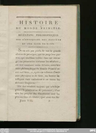 Résultats Philosophiques Sur L'Antiquité Des Peuiles Et Sur Leur Origine.