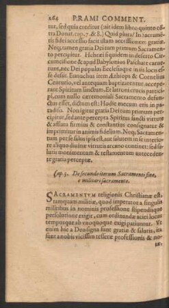 Cap. 3. De secundo iterum Sacramenti fine, e militari sacramento.