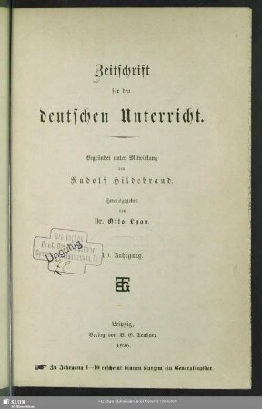 10.1896: Zeitschrift für den deutschen Unterricht