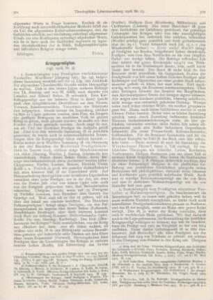 301-302 [Rezension] Passionspredigten in der Kriegszeit von Chappuzeau, Dörrfuß, Haering, Herzog, Ködderitz, Lueken, Rolffs, Schian, Schönhuth, Taube