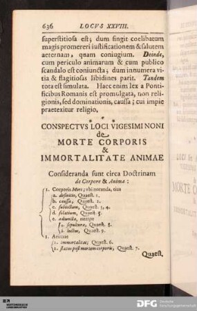Locvs XXIX. De Morte Corporis.