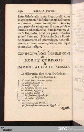 Locvs XXIX. De Morte Corporis.
