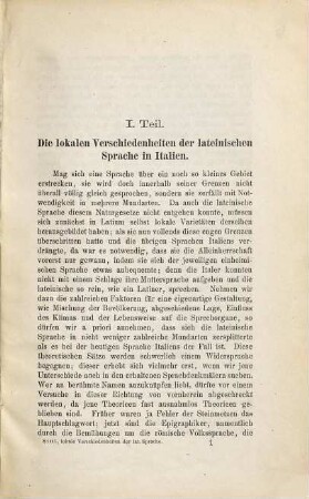 Die lokalen Verschiedenheiten der lateinischen Sprache : mit besonderer Berücksichtigung des afrikanischen Lateins