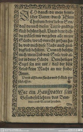 Wie ein Hausvater sein Gesinde soll lehren, das Benedicite und Gratias zu sprechen