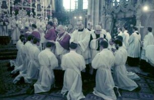 Freiburg: Priesterweihe im Münster, Priester segnen Diakone reihum