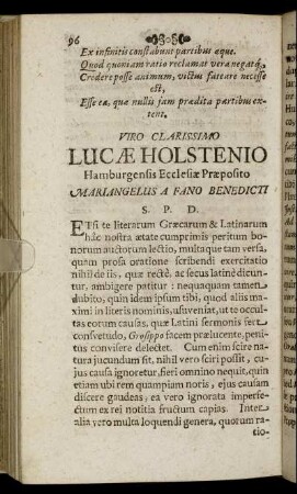 Viro ... Lucae Holstenio Hamburgensis Ecclesiae Praeposito ...