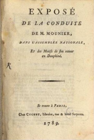 Exposé de la conduite de M. M. dans l'assemblée nat.