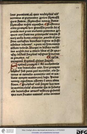 Capitulum undecimum septimum continet preceptum.