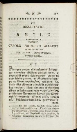 VIII. Dissertatio de amylo.