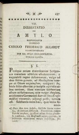 VIII. Dissertatio de amylo.