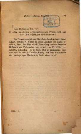 Ein unedirtes altfranzösisches Prosastück aus der Lambspringer Handschrift