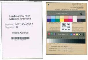 Entnazifizierung Gertrud Weise , geb. 11.11.1904 (Konzertsaengerin)