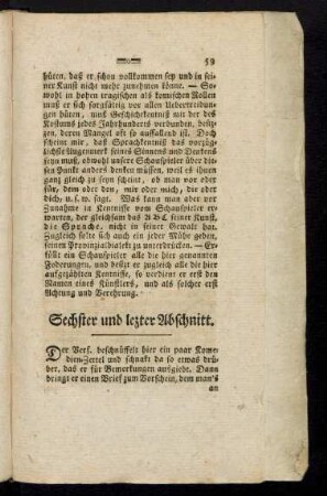 Sechster und lezter Abschnitt