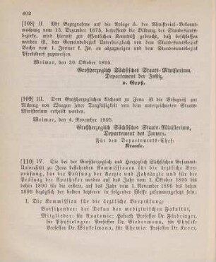 109. Ministerial-Bekanntmachung, betreffend Ausdehnung der Befugniß des Aichamts zu Jena