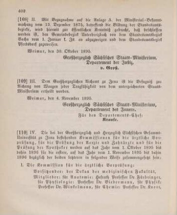 109. Ministerial-Bekanntmachung, betreffend Ausdehnung der Befugniß des Aichamts zu Jena