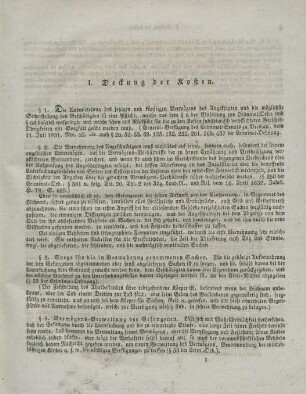 I. Deckung der Kosten.