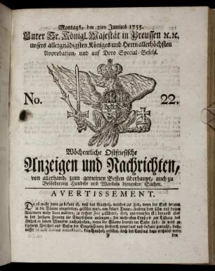 No. 22. Montags, den 2ten Junius, 1755.