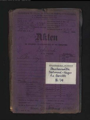 Landfriedensbruch (Plünderungen usw. in Hamm am 3.- 4.7.1919) Bee, Fritz