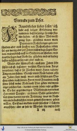 Vorrede zum Leser
