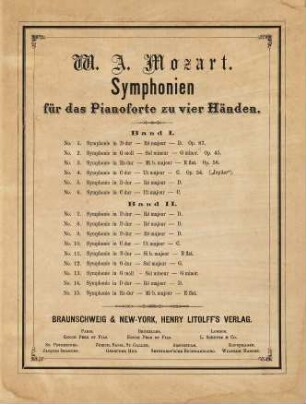 Symphonien für das Pianoforte zu vier Händen, 1. No. 1 - 6