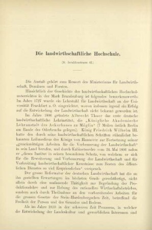 Die landwirthschaftliche Hochschule