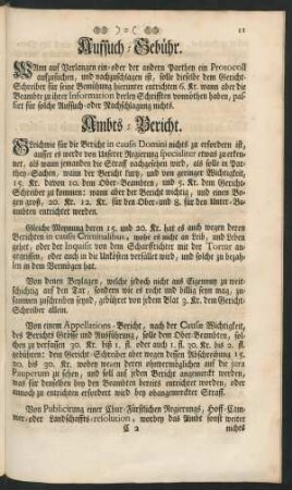 Ambts-Bericht.