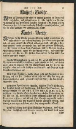 Ambts-Bericht.