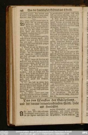[XIX.] Von den Wercken der Schöpfung, und der daraus hervorleuchtenden Göttl. Liebe und Herrlichkeit.