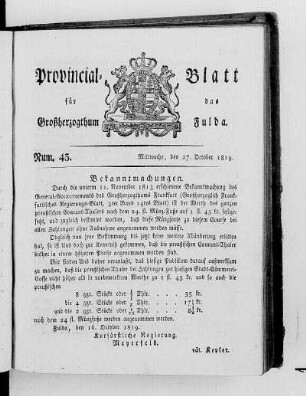 Num. 43, Ausgabe vom 27. Oktober 1819