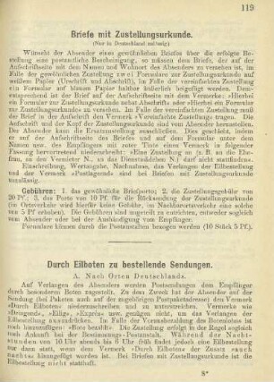 Durch Eilboten zu bestellende Sendungen