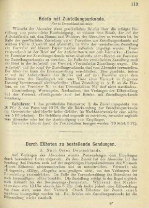 Durch Eilboten zu bestellende Sendungen