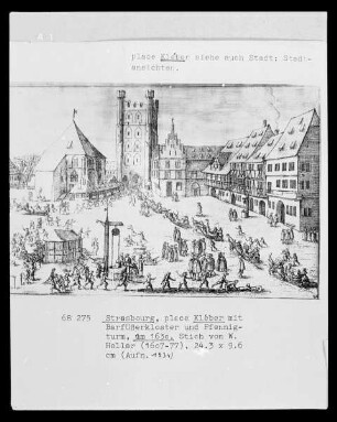 Straßburg, Ansicht des Place Kléber mit Barfüßerkloster und Pfennigturm