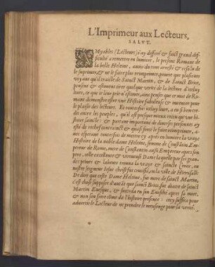 L'Imprimeur aux Lecteurs, Salut.