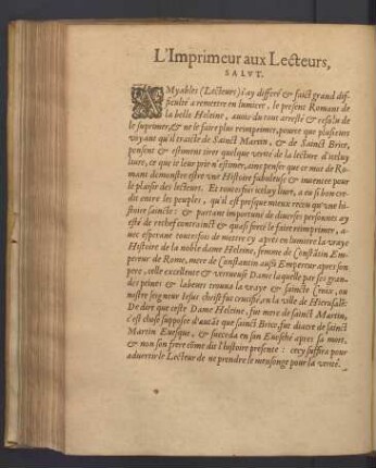 L'Imprimeur aux Lecteurs, Salut.