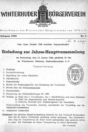 Einladung zur Jahres-Hauptversammlung