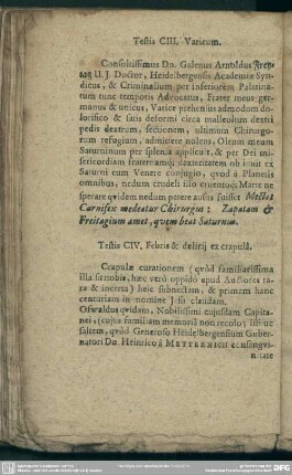 Testis CIV. Febris & delirii ex crapula