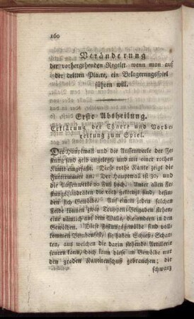 Erste Abtheilung. Erklärung der Charte und Vorbereitung zum Spiel.