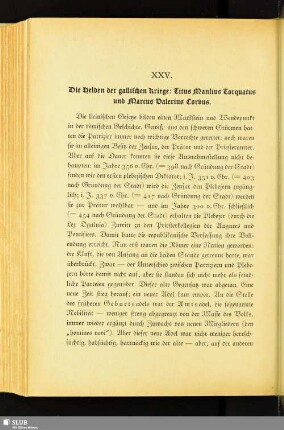 XXV. Die Helden der gallischen Kriege: Titus Manlius Torquatus und Marcus Valerius Corbus