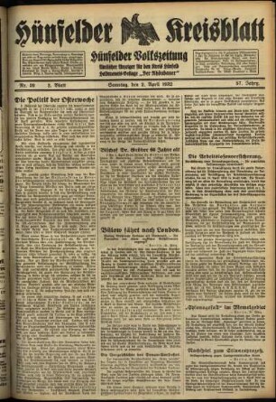 Zweite Ausgabe vom Samstag, den 02. April 1932.
