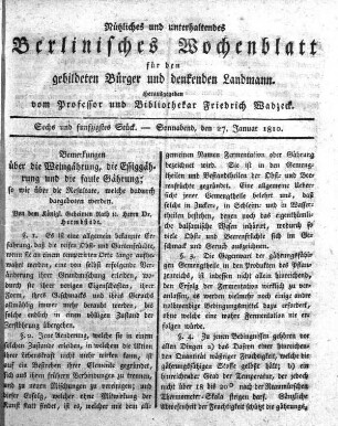 Sechs und funfzigstes Stueck, Sonnabend, den 27. Januar 1810.
