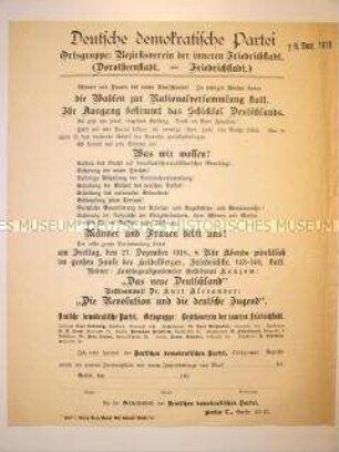 Propagandaflugblatt der DDP zur Wahl der Nationalversammlung