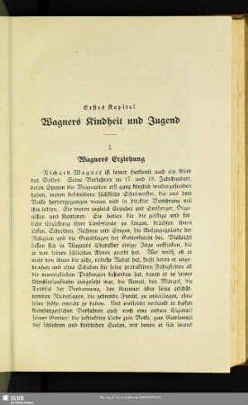 Erstes Kapitel. Wagners Kindheit und Jugend