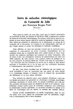 543, Centre de recherches criminologiques de l'Université du Zulia
