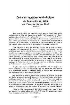 543, Centre de recherches criminologiques de l'Université du Zulia