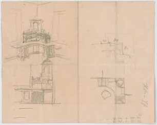 Thiersch, August ; München, Schwanthalerstr. 88; Wohnhaus Niedermeier - Innenraum (Teilgrundrisse); Schrank (Teilansicht, Perspektive)